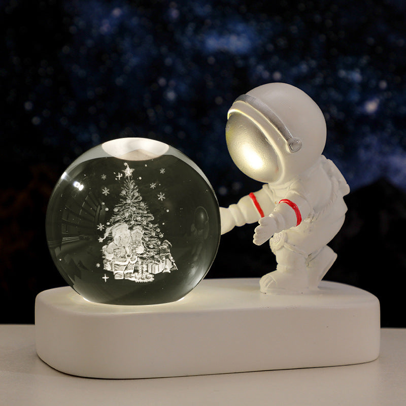 Glowing Planetary Galaxy Astronaut Crystal Ball - USB Night Lamp